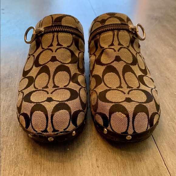 Coach Shoes - Coach Signature Joy canvas grey/ black clog, mule